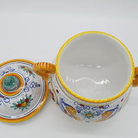 Zuppiera Alta Con Coperchio Decoro Raffaellesco