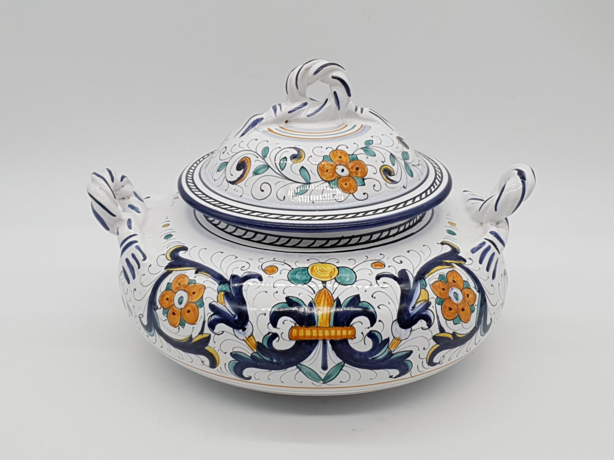 Zuppiera Bassa Con Manici Decoro Deruta