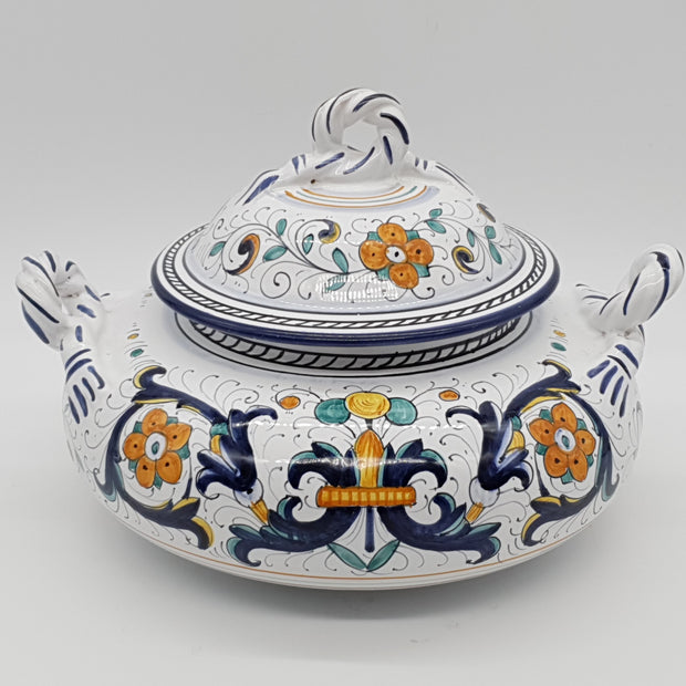 Zuppiera Bassa Con Manici Decoro Deruta