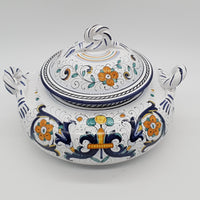 Zuppiera Bassa Con Manici Decoro Deruta