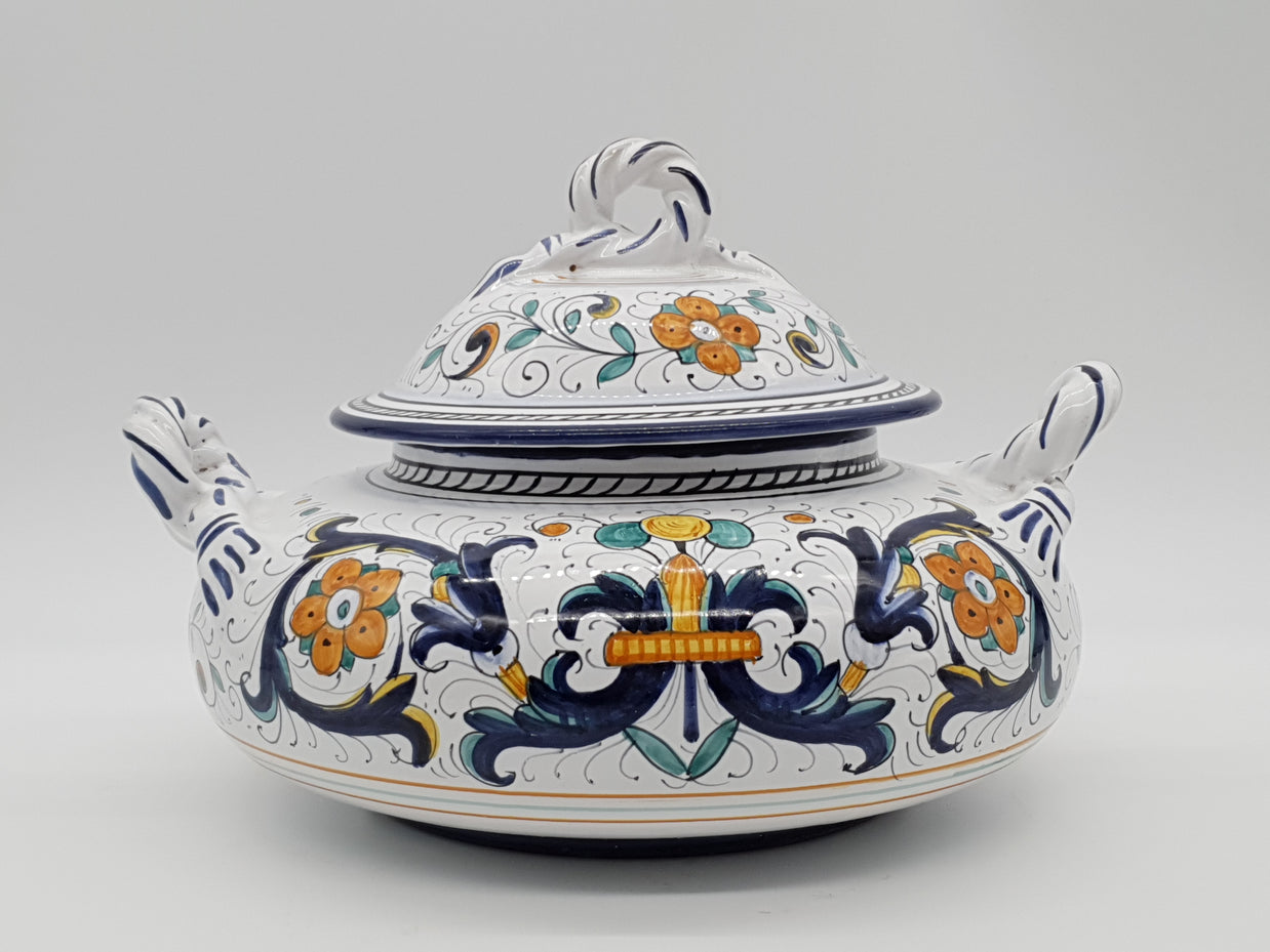 Zuppiera Bassa Con Manici Decoro Deruta