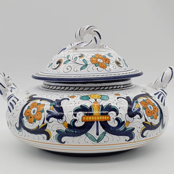 Zuppiera Bassa Con Manici Decoro Deruta