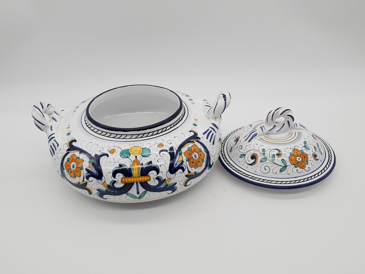 Zuppiera Bassa Con Manici Decoro Deruta
