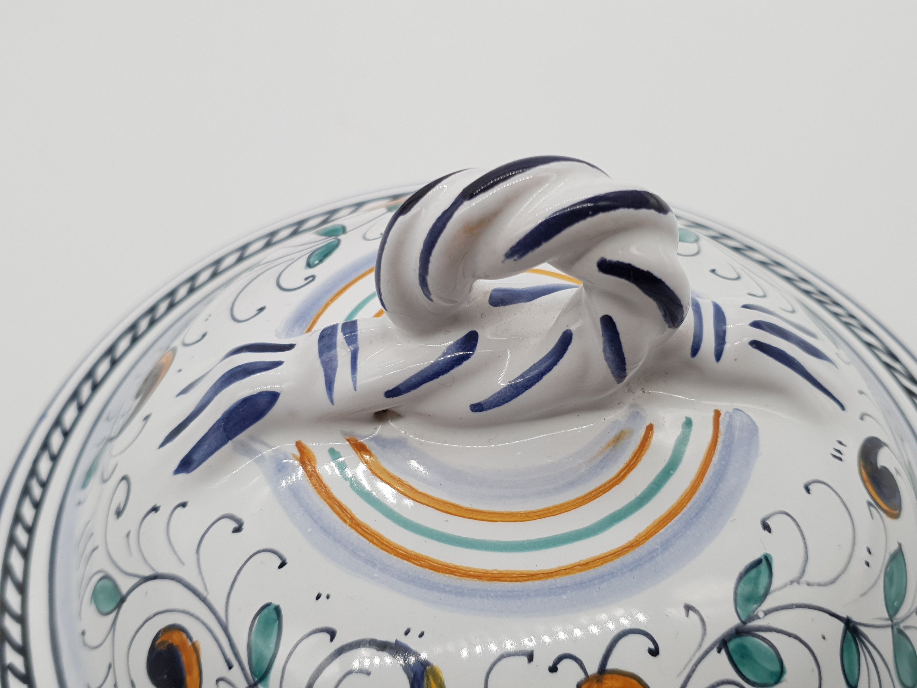 Zuppiera Bassa Con Manici Decoro Deruta