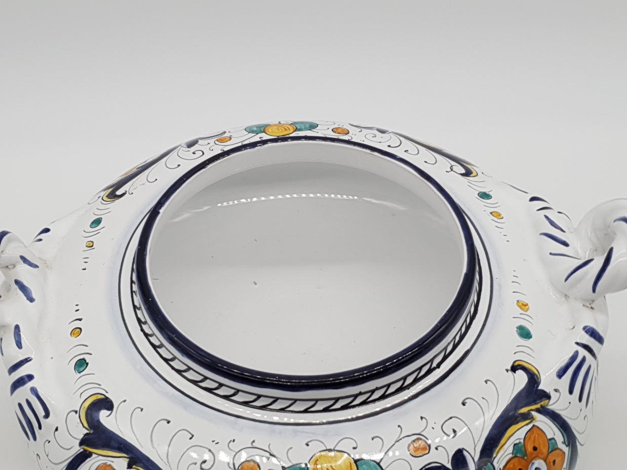 Zuppiera Bassa Con Manici Decoro Deruta