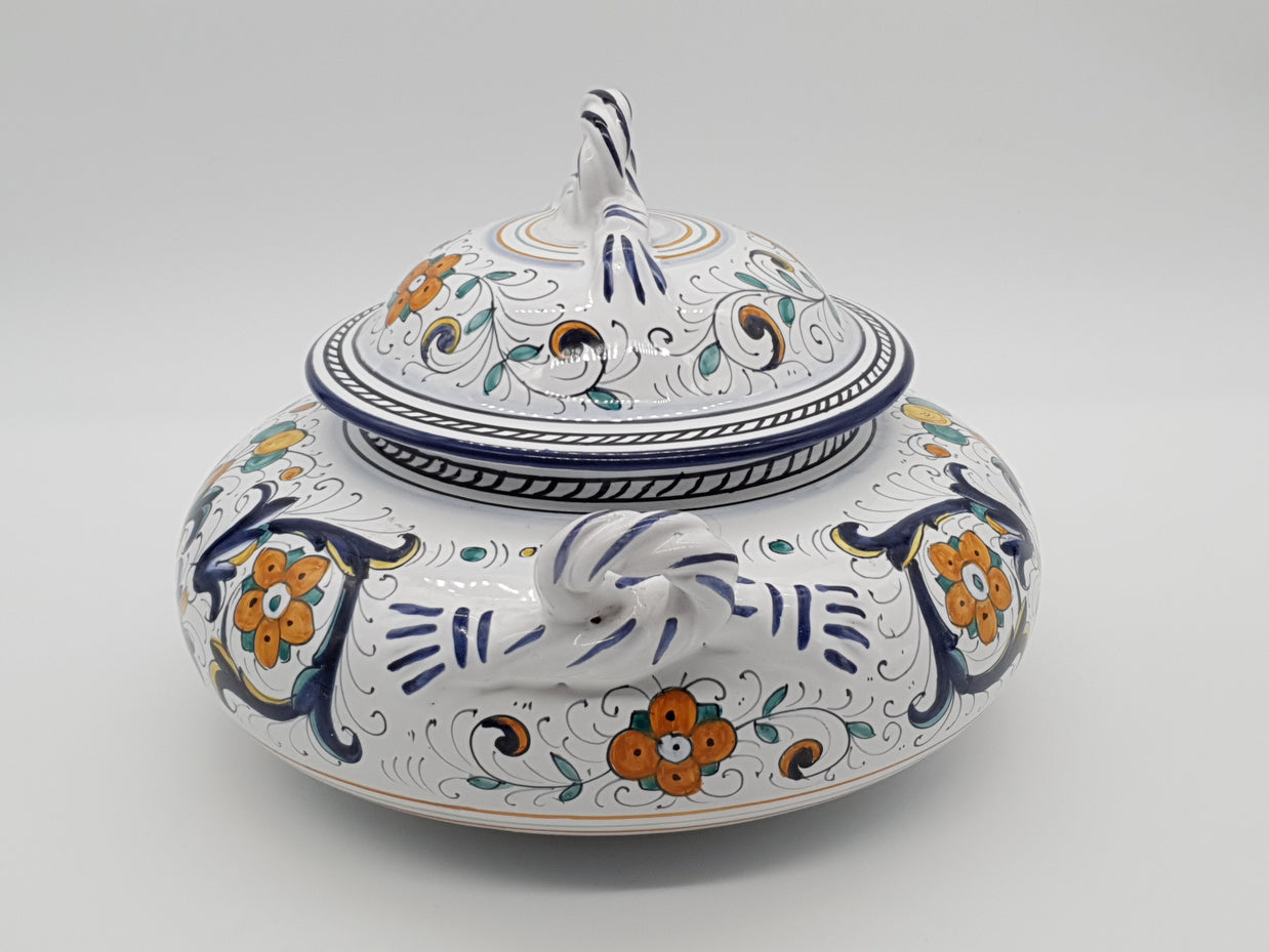 Zuppiera Bassa Con Manici Decoro Deruta