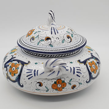 Zuppiera Bassa Con Manici Decoro Deruta