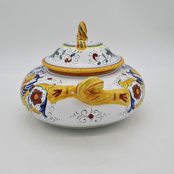 Zuppiera Bassa Con Coperchio Decoro Raffaellesco