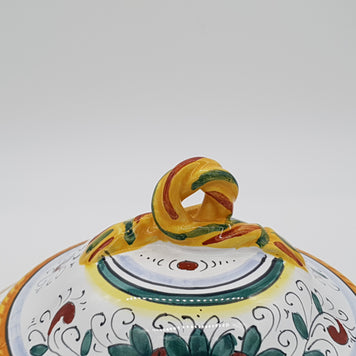 Zuppiera Bassa Con Coperchio Decoro Raffaellesco