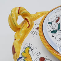 Zuppiera Bassa Con Coperchio Decoro Raffaellesco