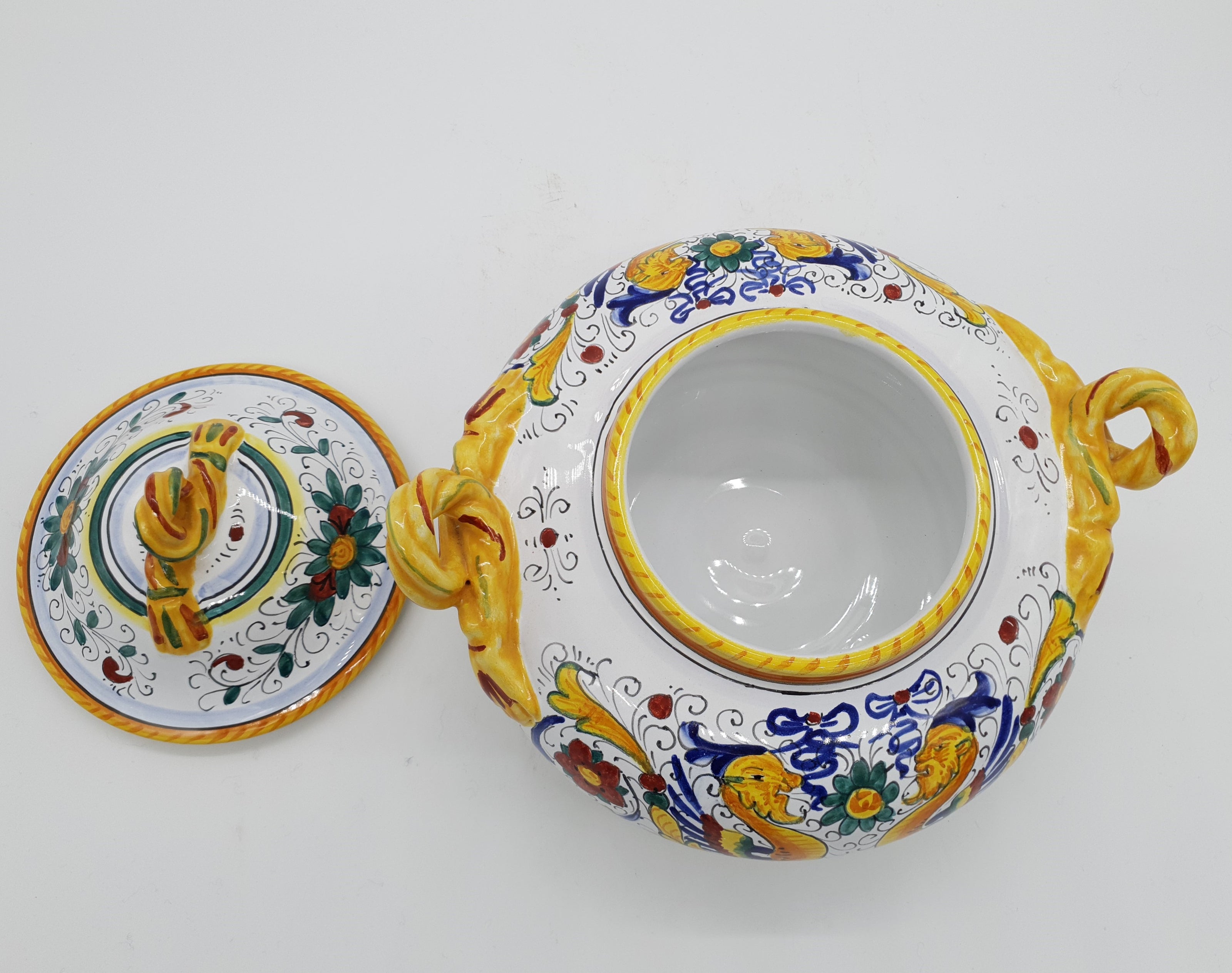 Zuppiera Bassa Con Coperchio Decoro Raffaellesco