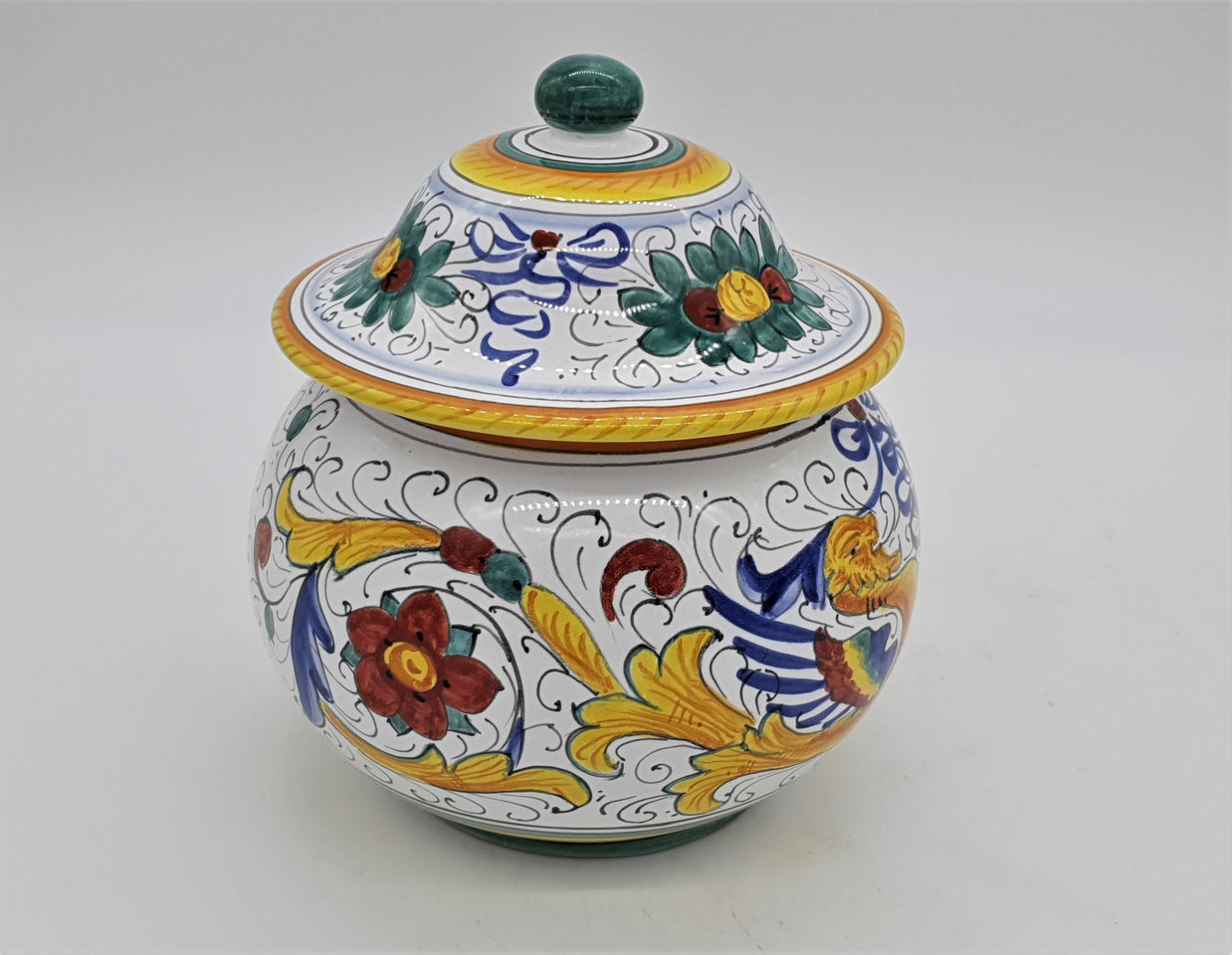 Scatola Palla Con Coperchio Decoro Raffaellesco