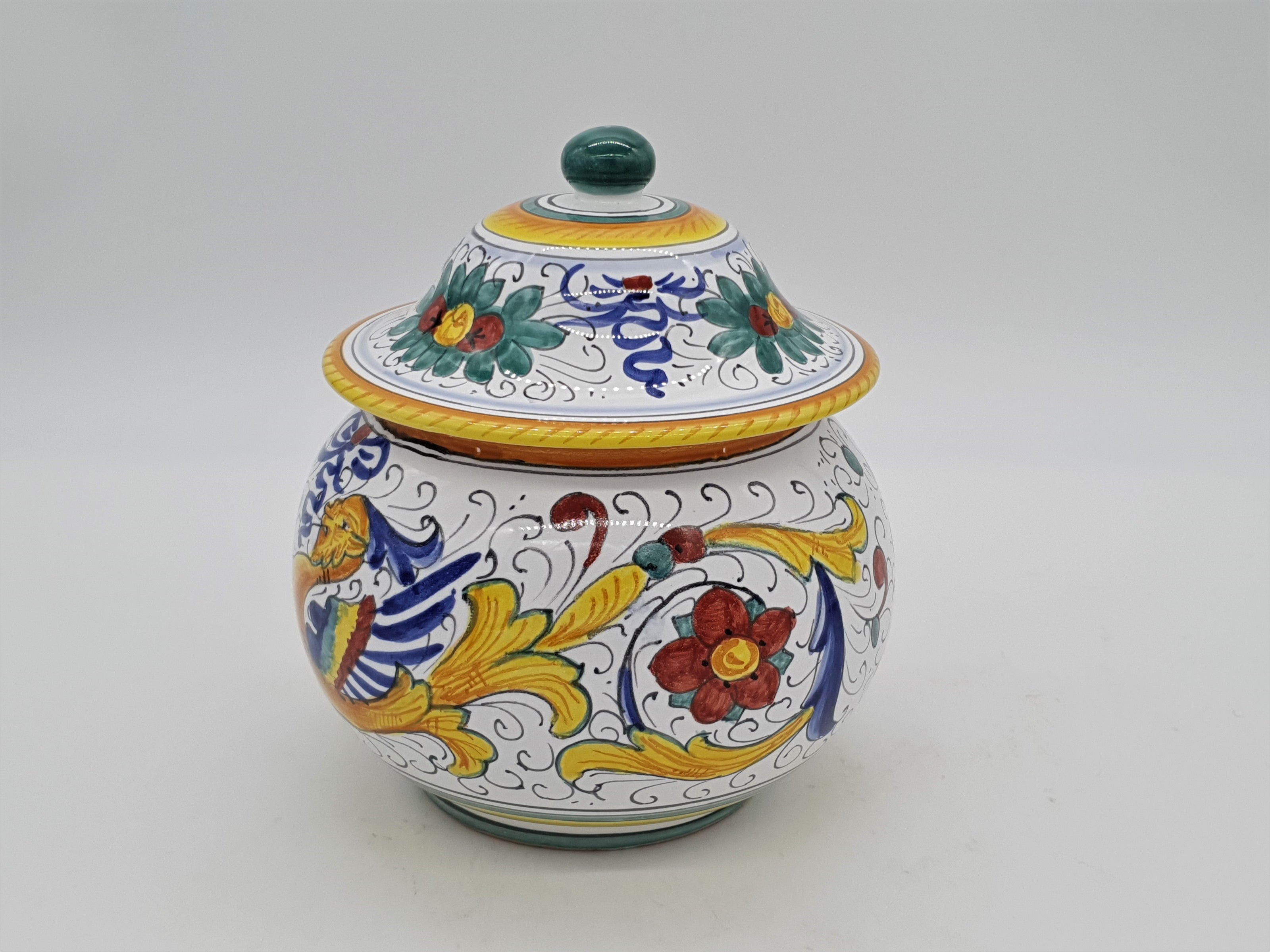 Scatola Palla Con Coperchio Decoro Raffaellesco