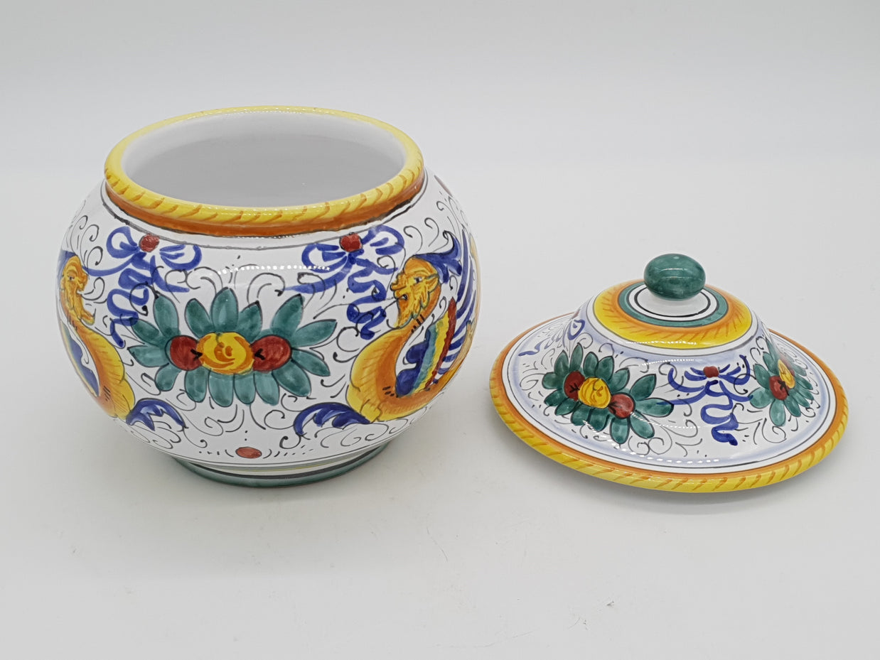 Scatola Palla Con Coperchio Decoro Raffaellesco