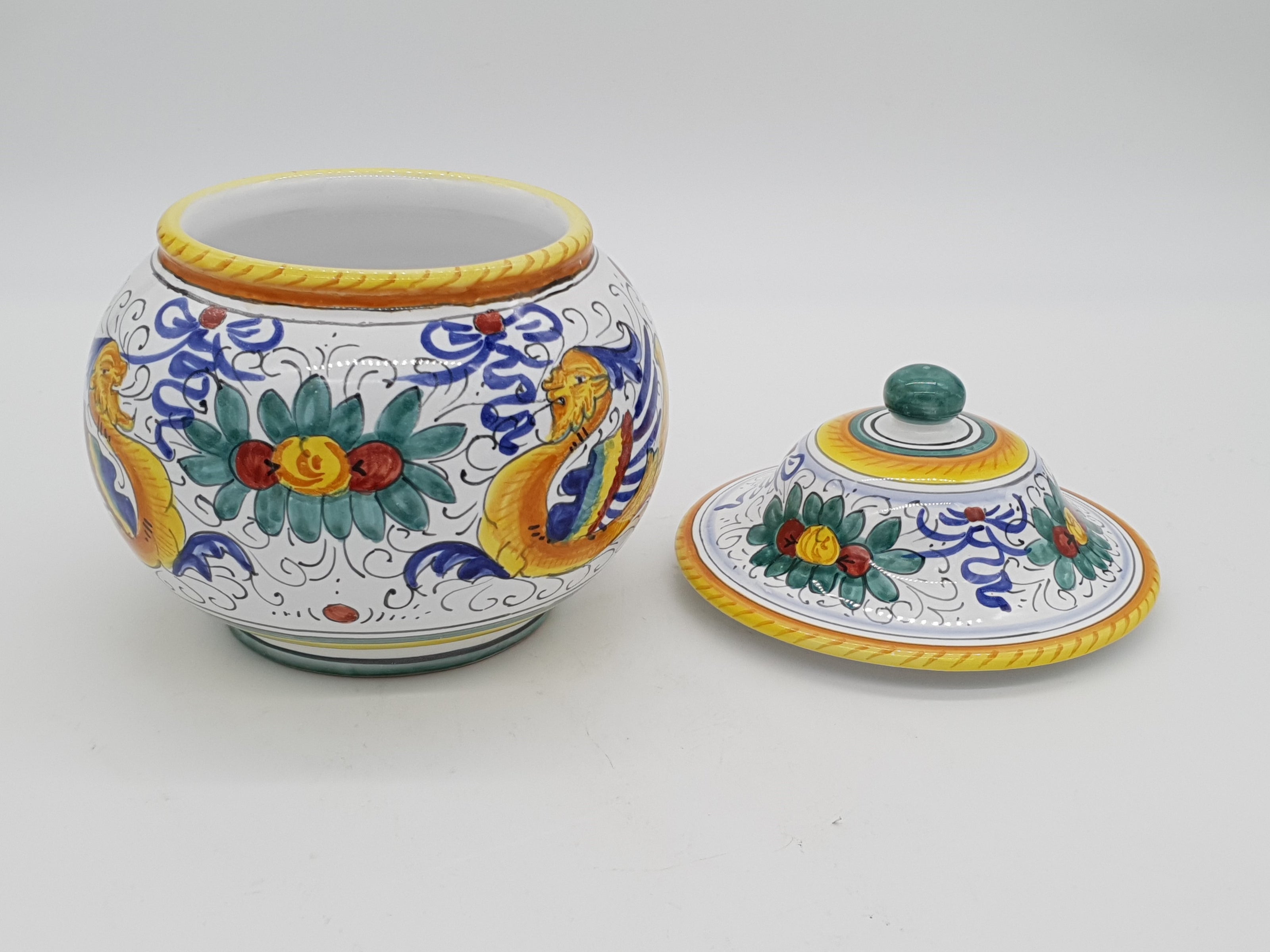Scatola Palla Con Coperchio Decoro Raffaellesco