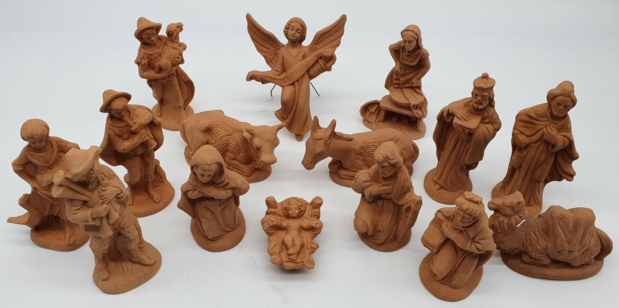 Terracotta Nativity Scene 15 Pieces cm 12