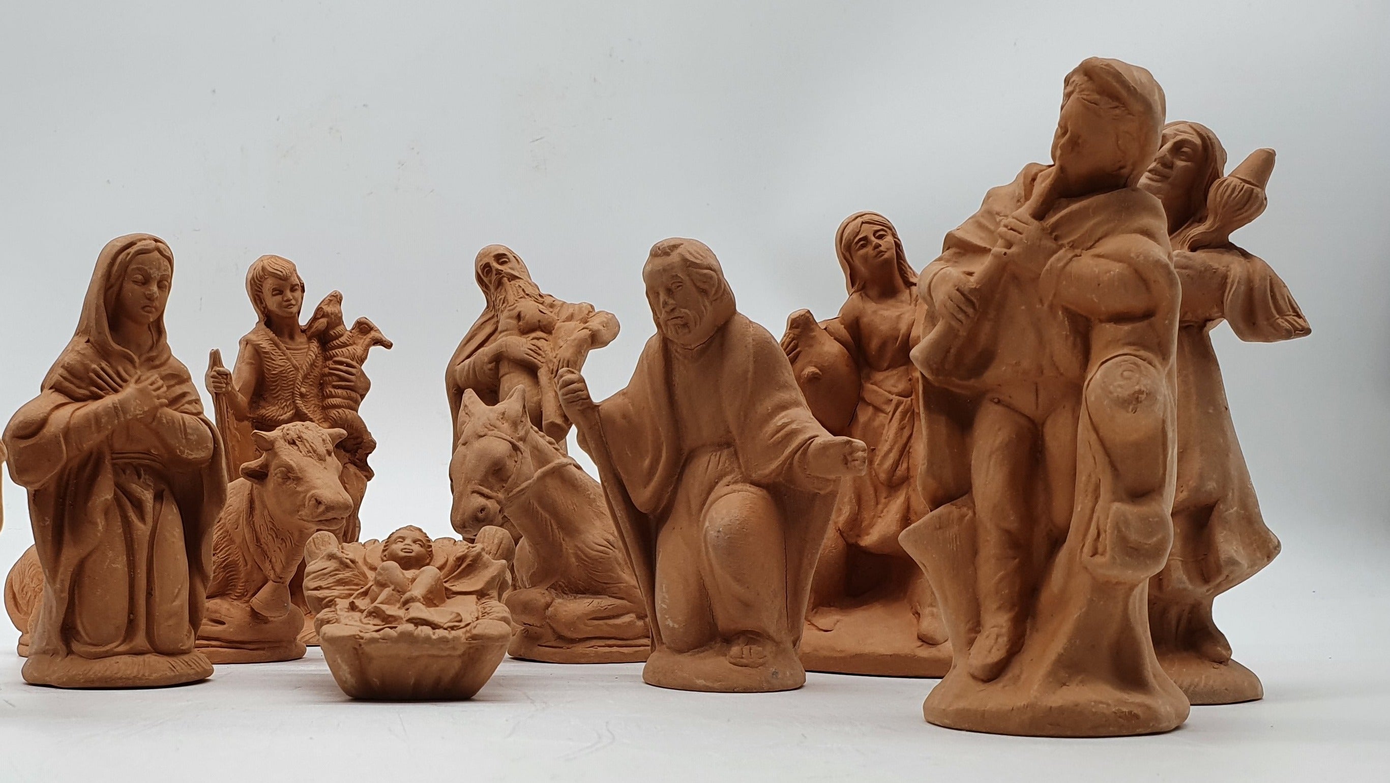 Terracotta Nativity Scene 12 Pieces cm 14