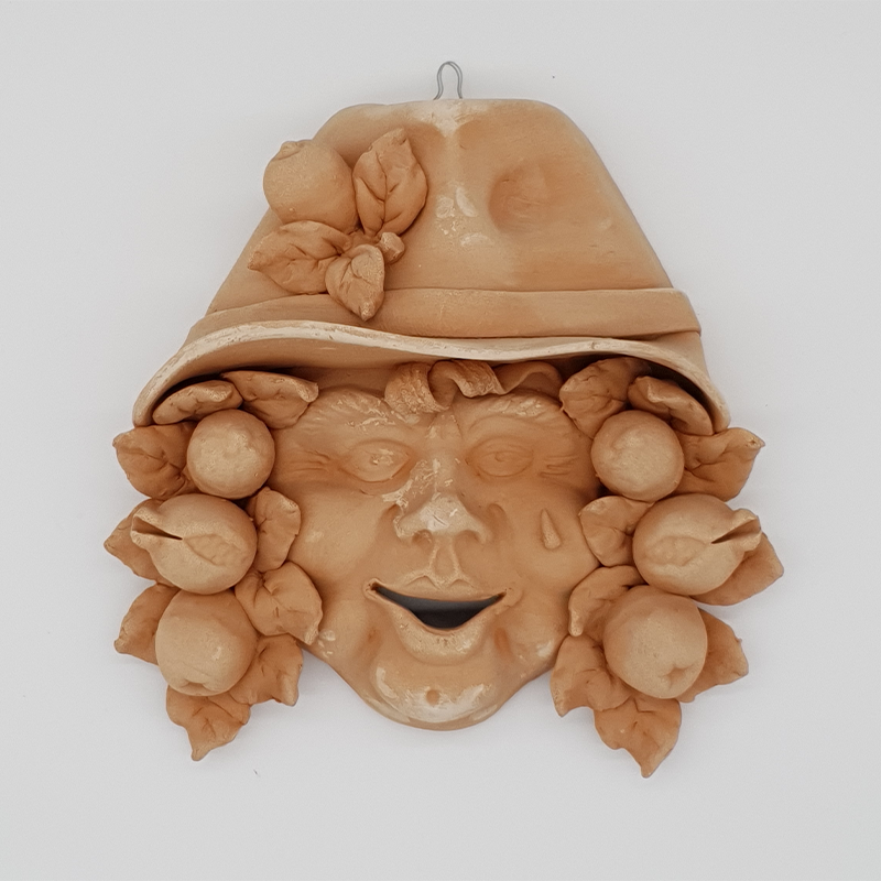 Maschera contadino frutta in terracotta