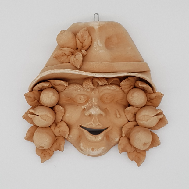 Maschera contadino frutta in terracotta