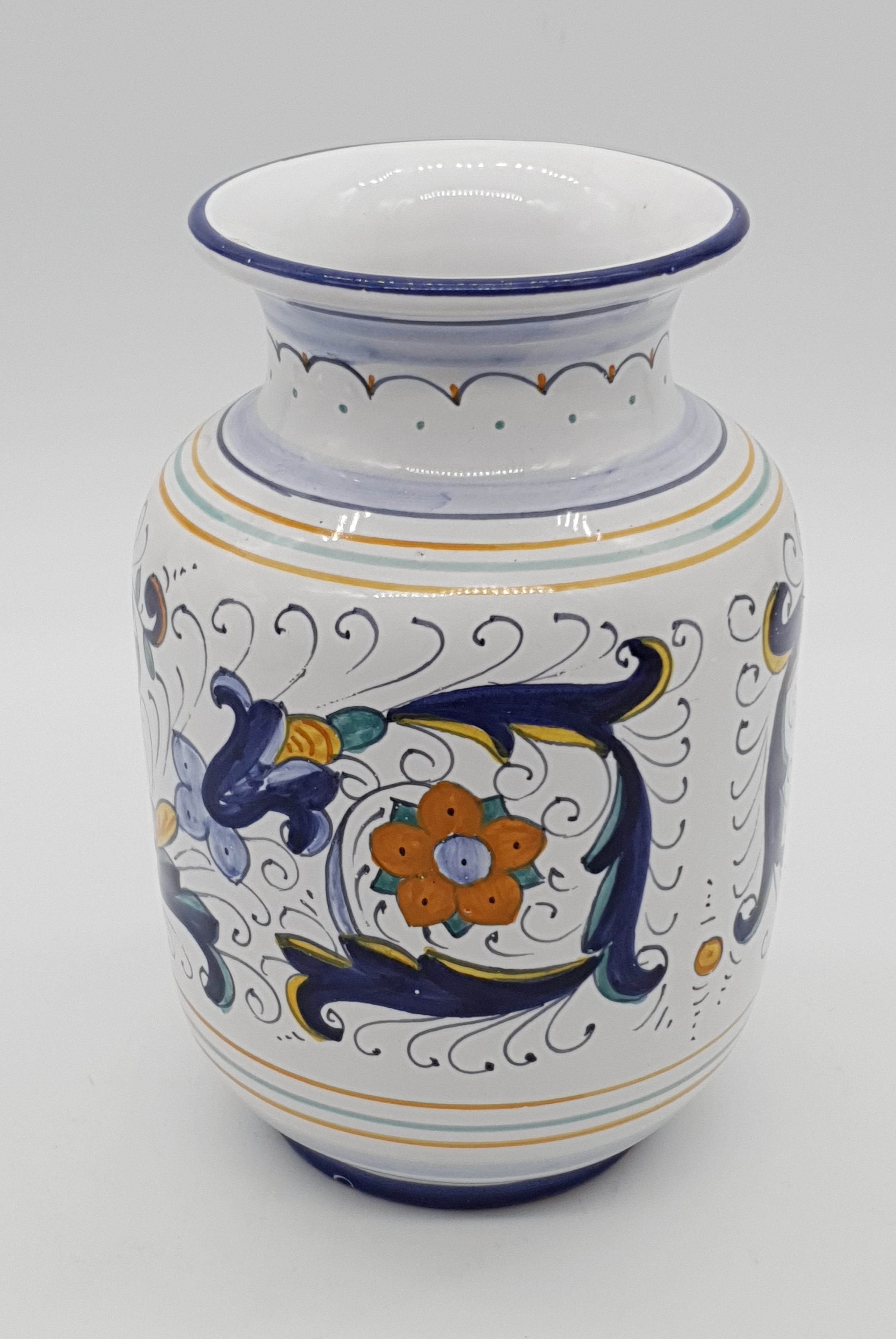 Vaso Alto Decorato in Ceramica Bianca Realizzato in Italia