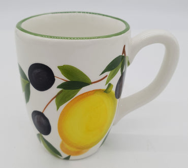 Glass Mug Decorated with Lemons And Olives