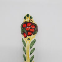 Grattugia Formaggio Decoro Uva Rossa Fondo Giallo Acciaio e Ceramica