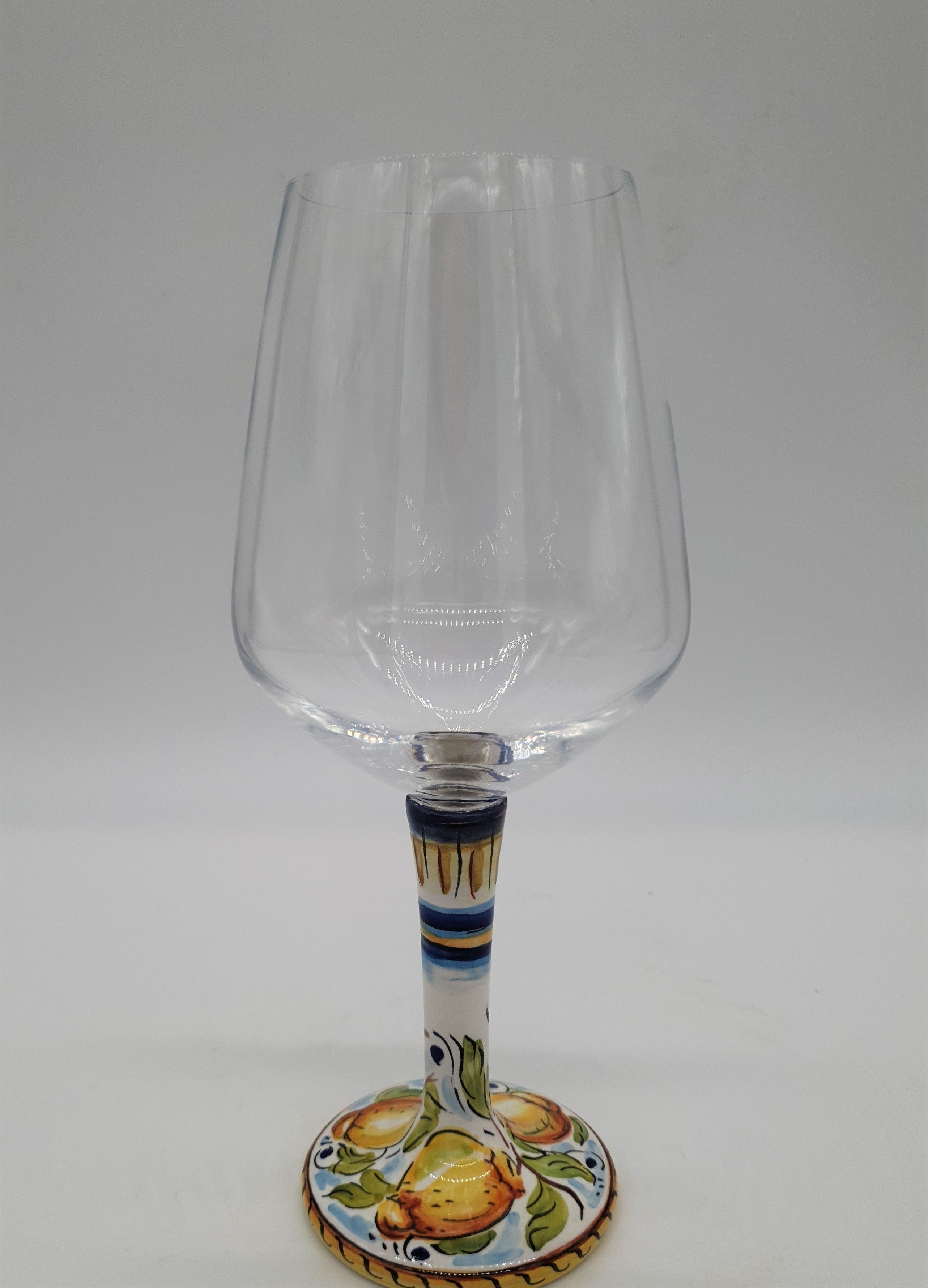 Glass for Wine Ceramic and Glass with Lemons