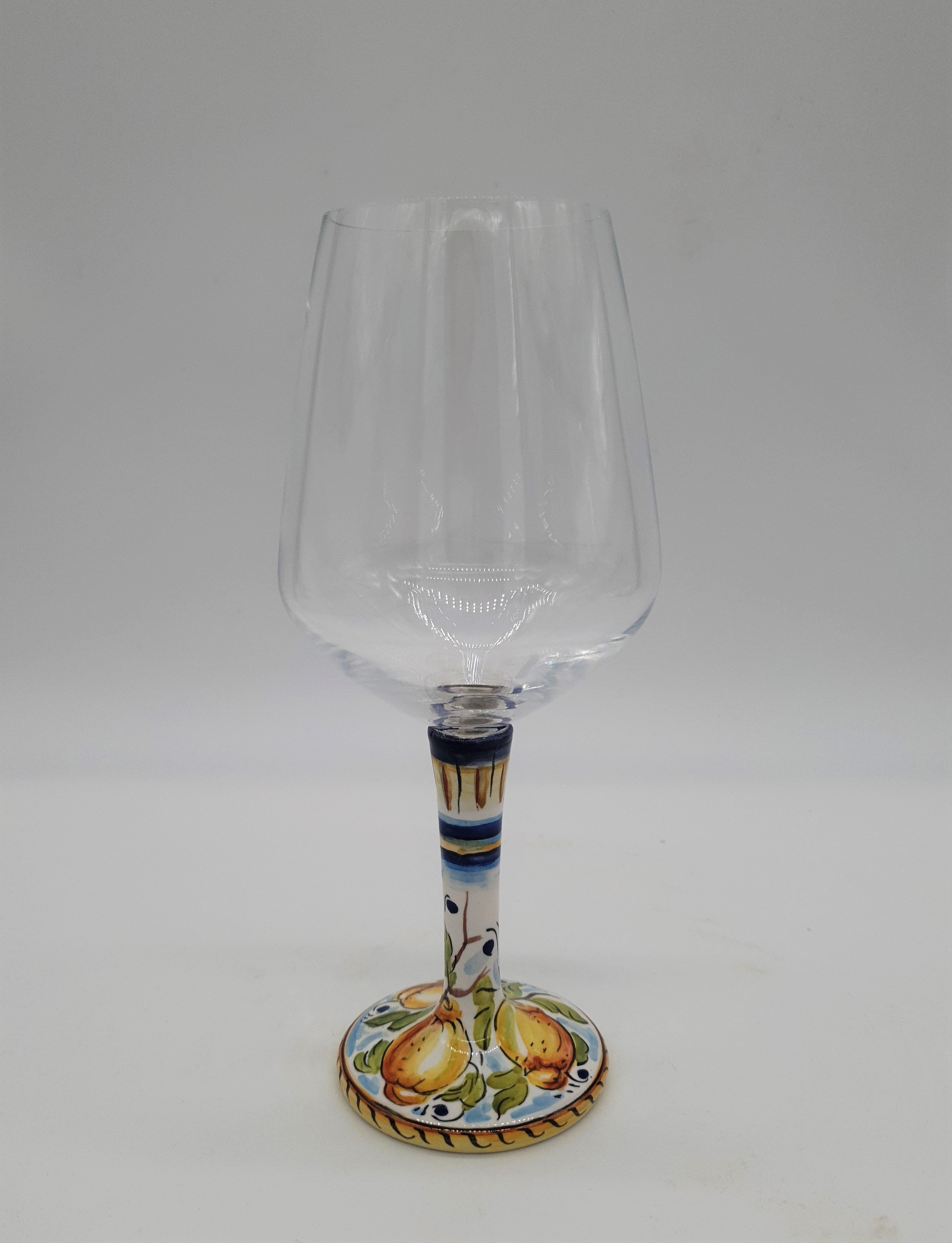 Glass for Wine Ceramic and Glass with Lemons