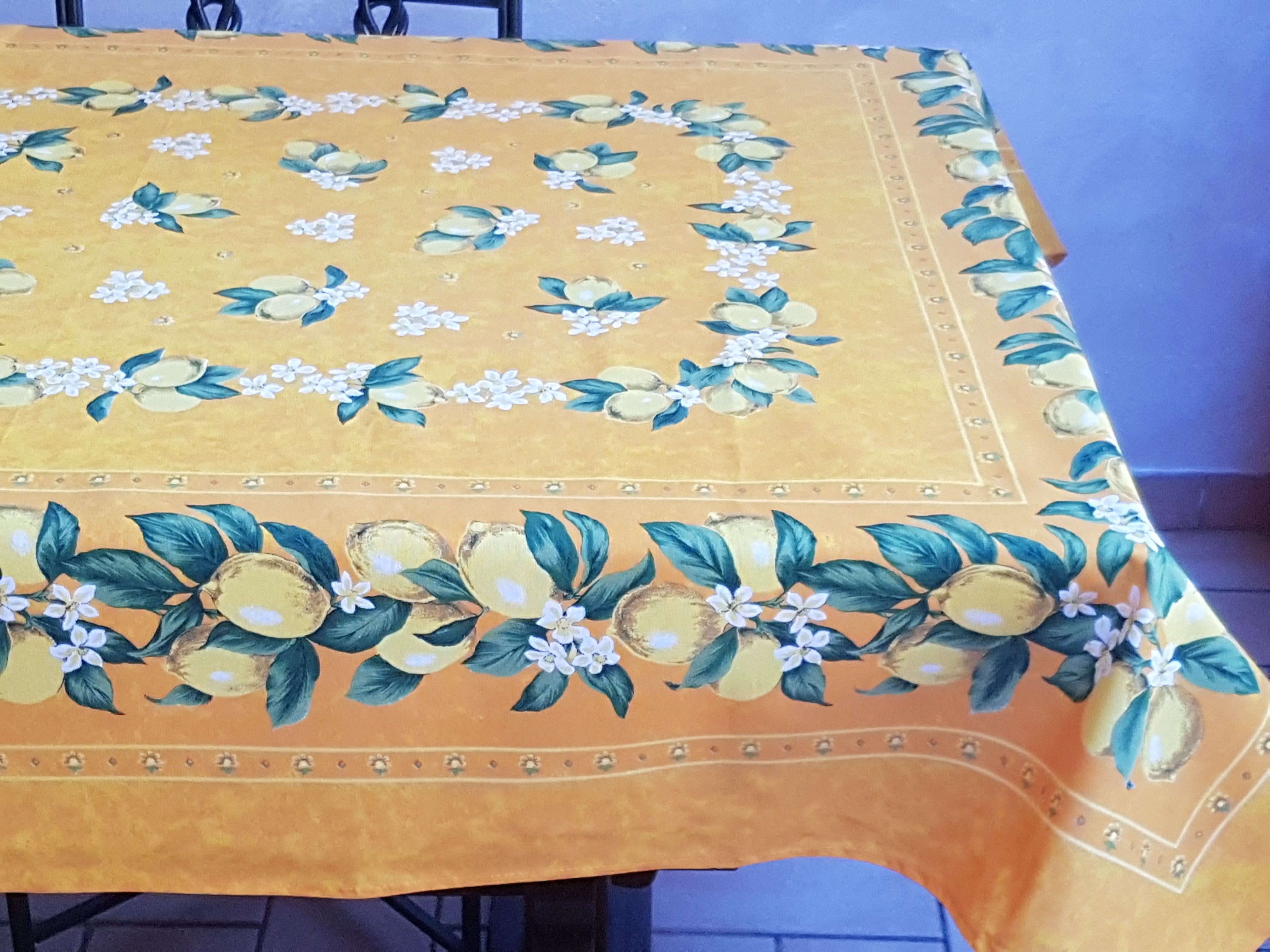Provencal Tablecloth Lemon Yellow Background
