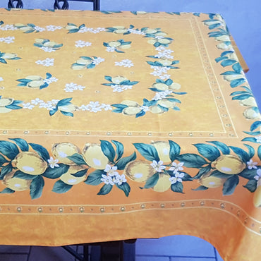 Provencal Tablecloth Lemon Yellow Background
