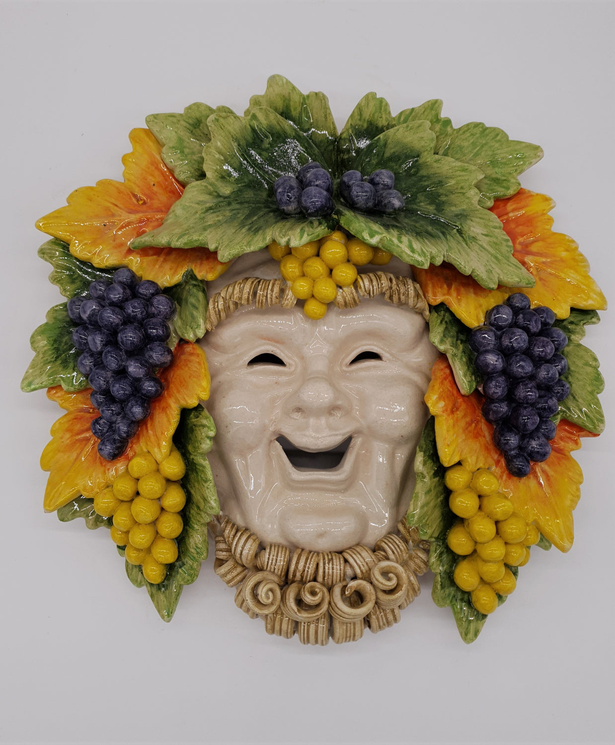 Maschera Bacco Con Barba in Ceramica