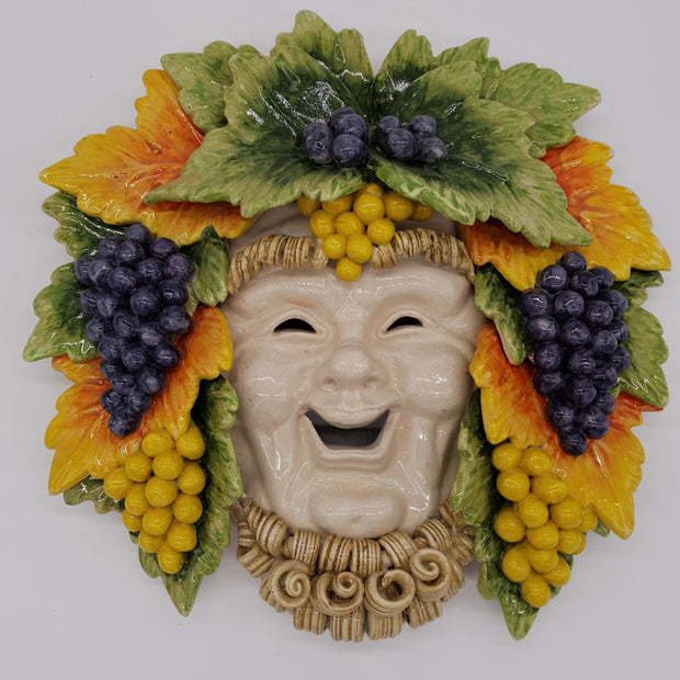 Maschera Bacco Con Barba in Ceramica