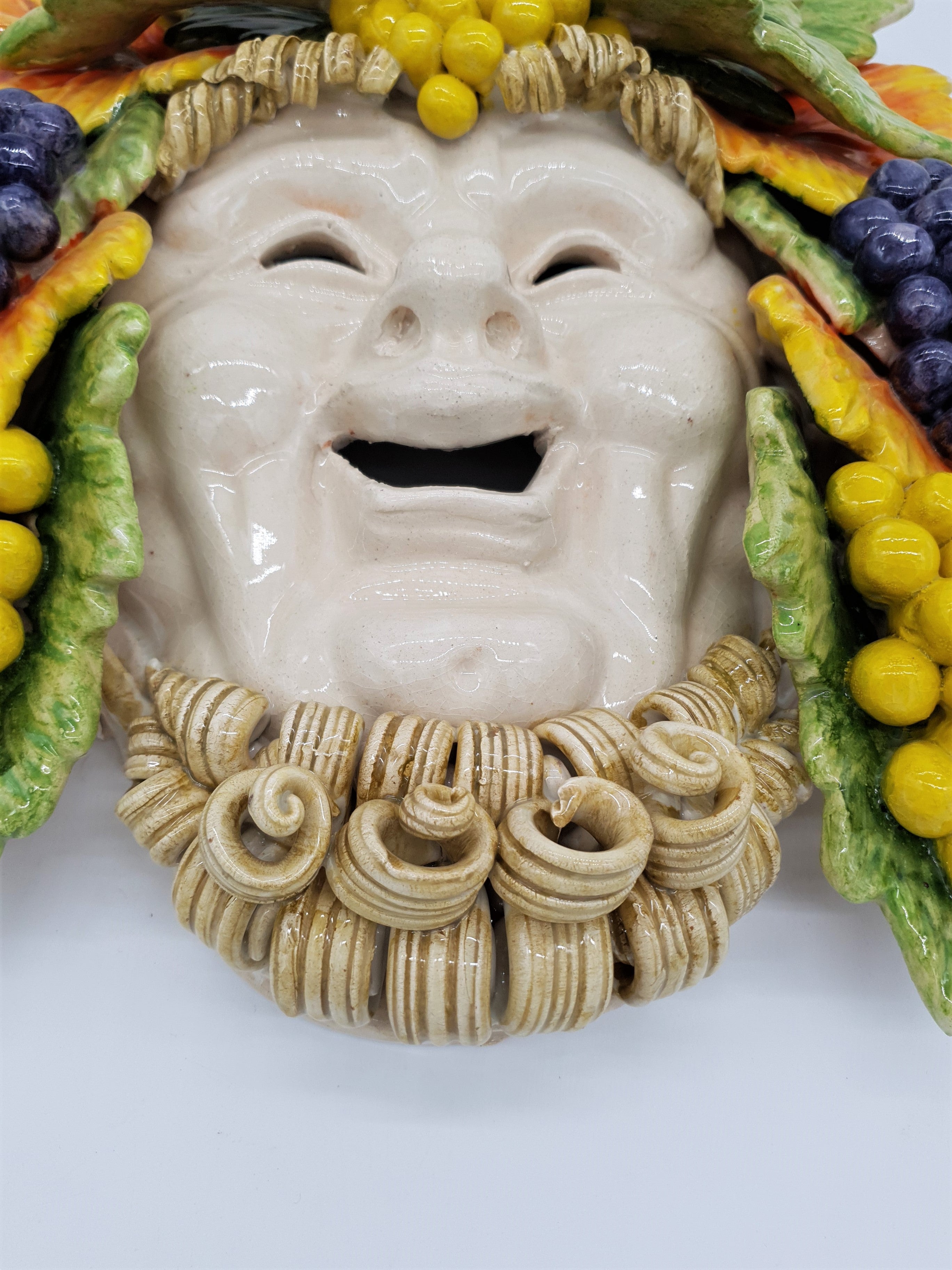 Maschera Bacco Con Barba in Ceramica