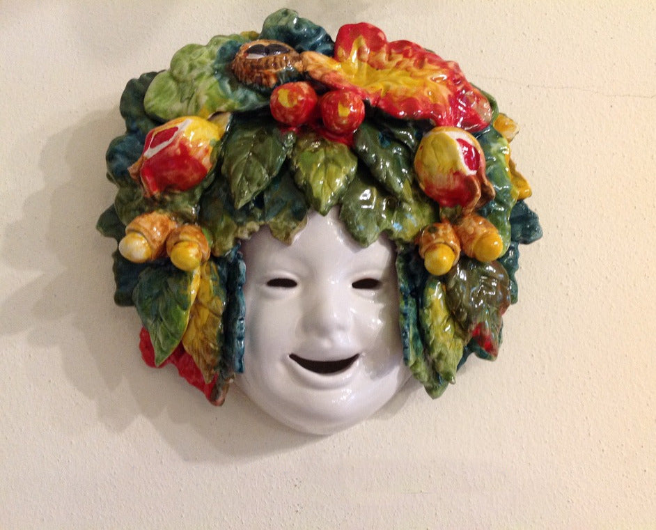 Acorns and Pomegranates Piero Ceramic Mask