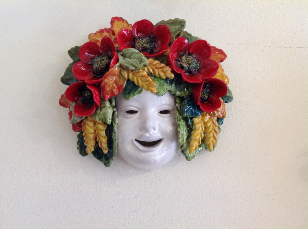 Maschera Grano e Papaveri Piero In Ceramica