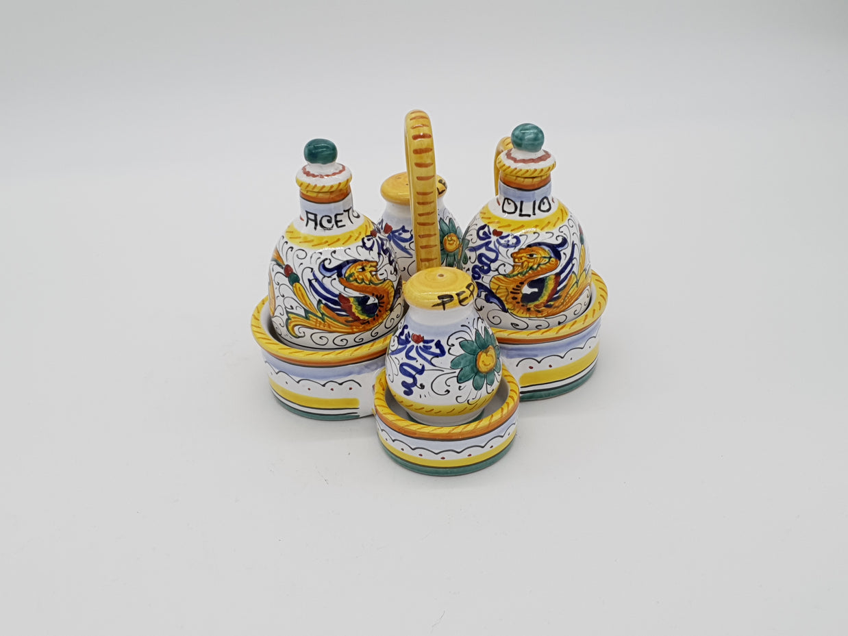 Set Sale e Pepe Olio Aceto Decoro Raffaellesco