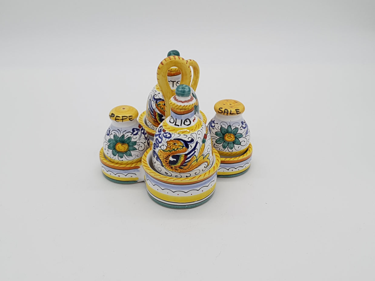 Set Sale e Pepe Olio Aceto Decoro Raffaellesco