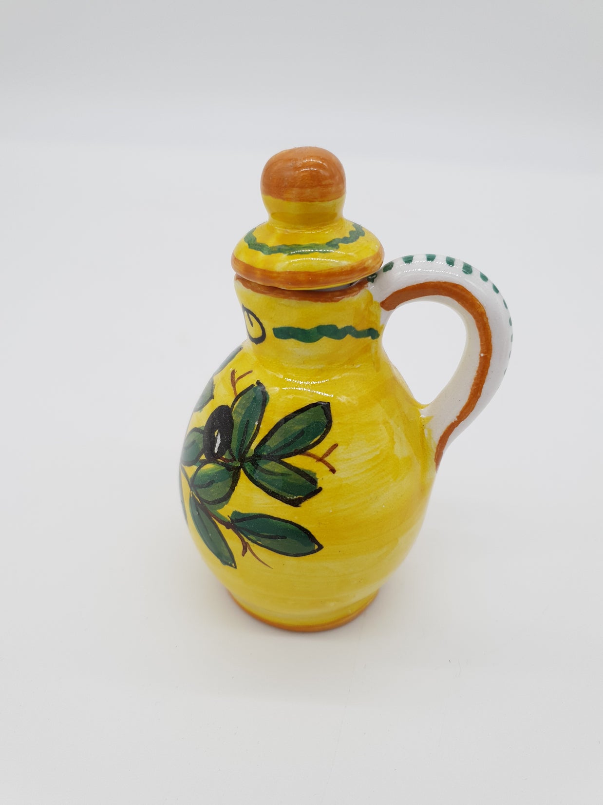 Set Olio Aceto Decoro Olive Fondo Giallo