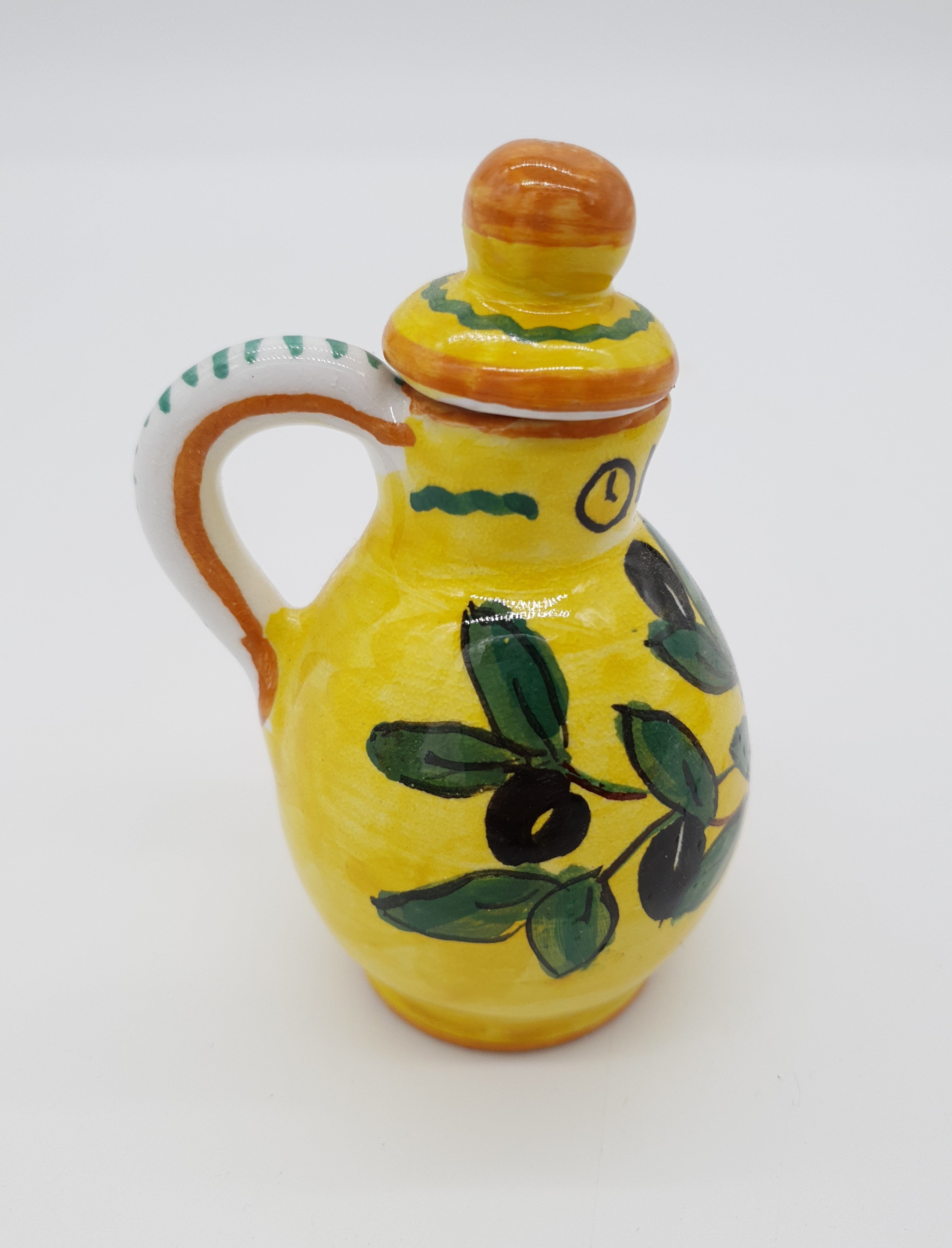 Set Olio Aceto Decoro Olive Fondo Giallo