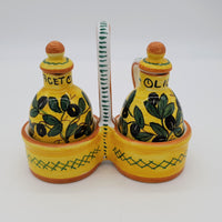 Set Olio Aceto Decoro Olive Fondo Giallo