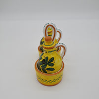 Set Olio Aceto Decoro Olive Fondo Giallo