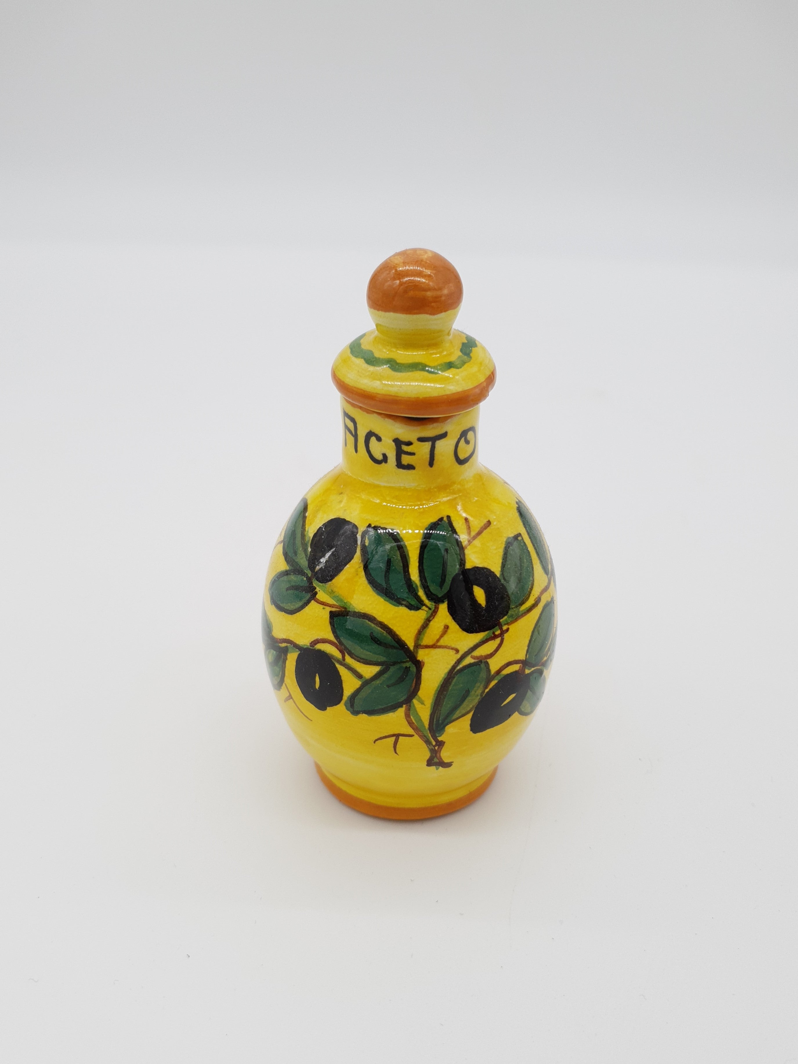 Set Olio Aceto Decoro Olive Fondo Giallo