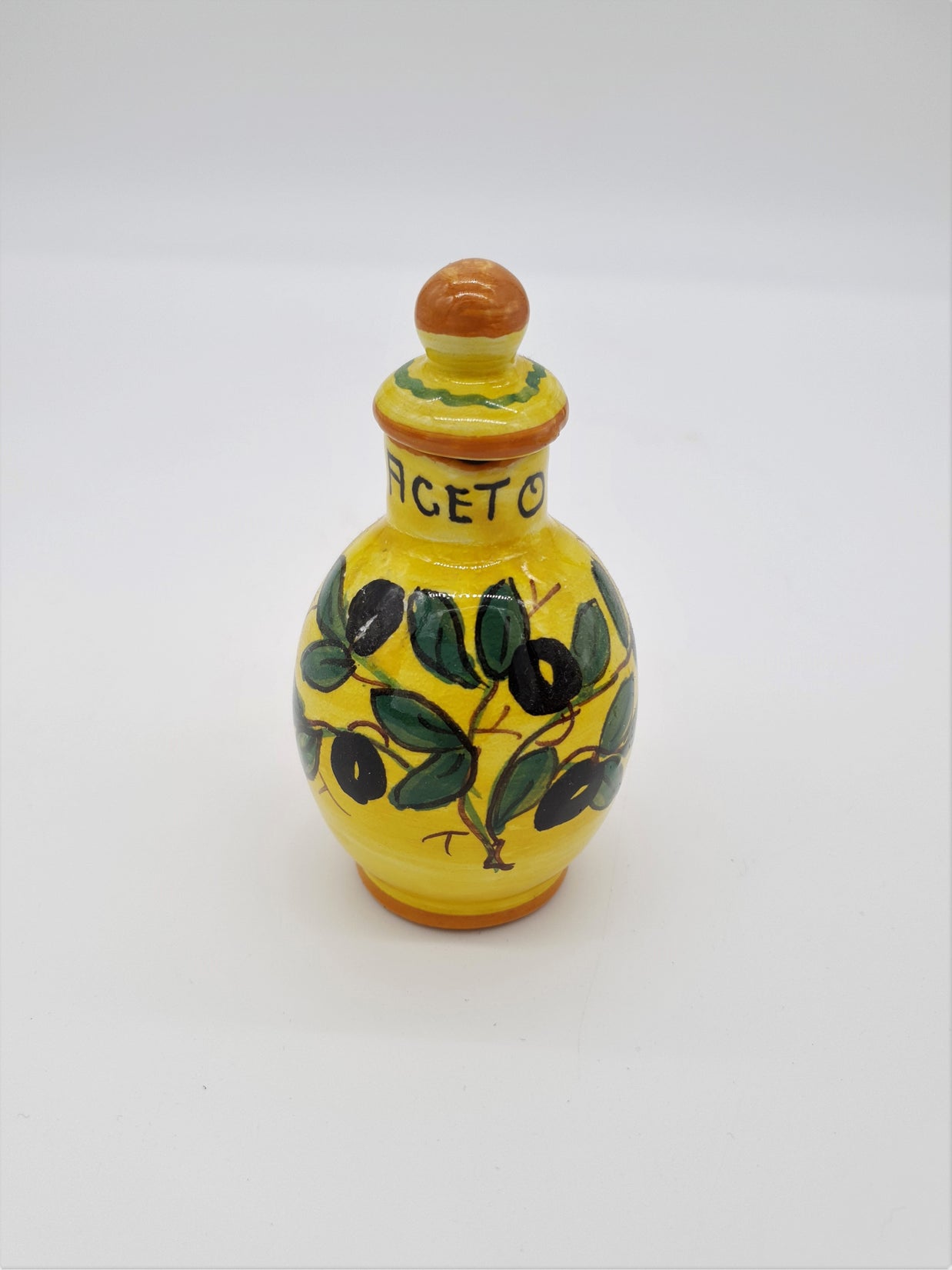 Set Olio Aceto Decoro Olive Fondo Giallo