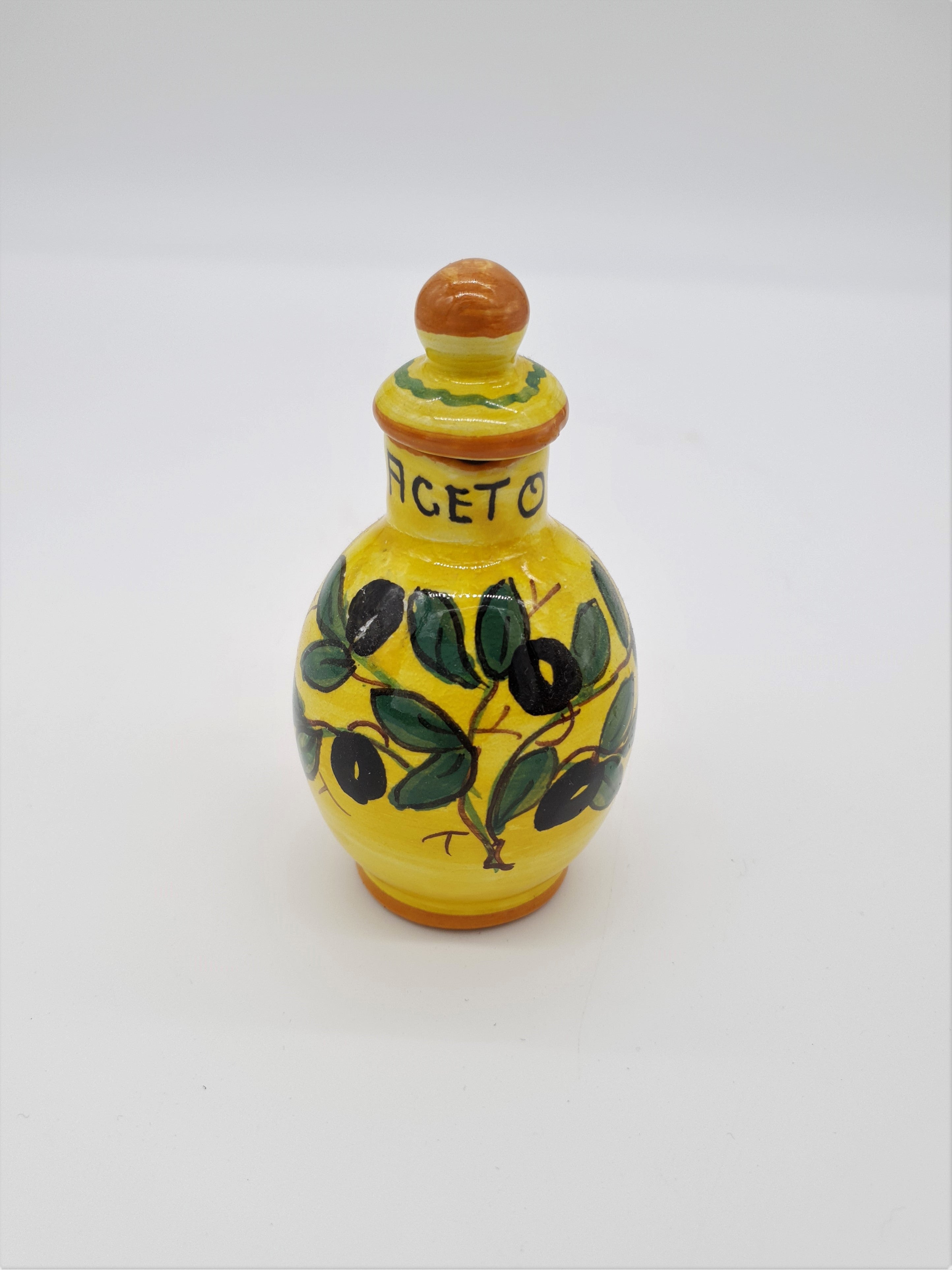 Set Olio Aceto Decoro Olive Fondo Giallo