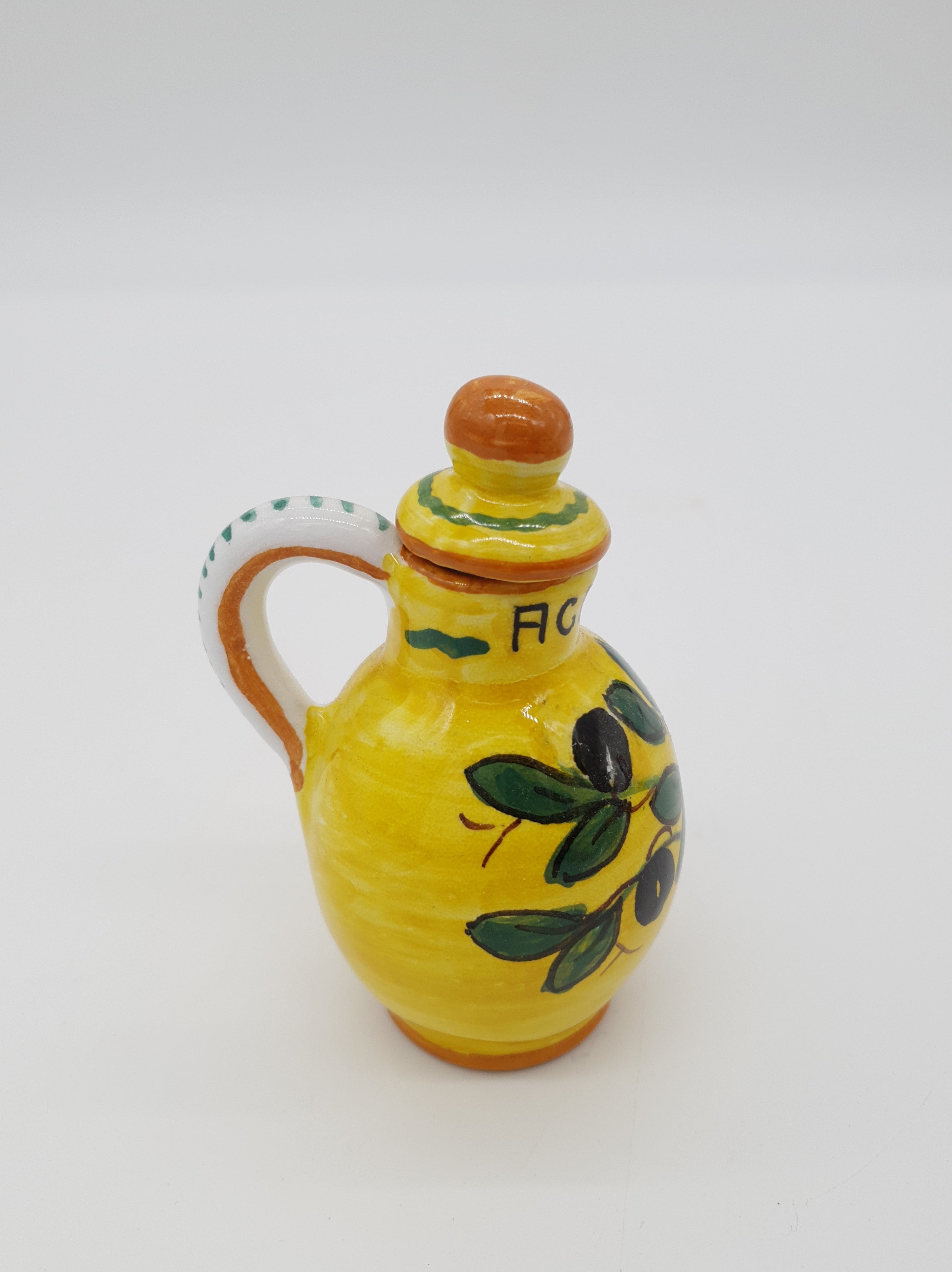 Set Olio Aceto Decoro Olive Fondo Giallo