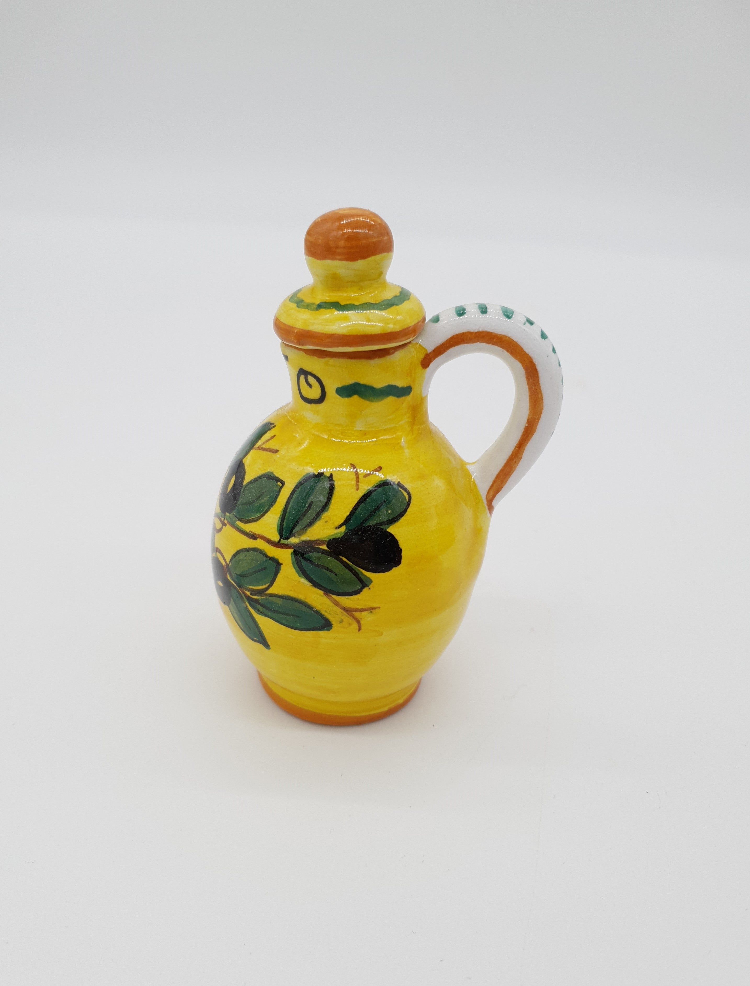 Set Olio Aceto Decoro Olive Fondo Giallo