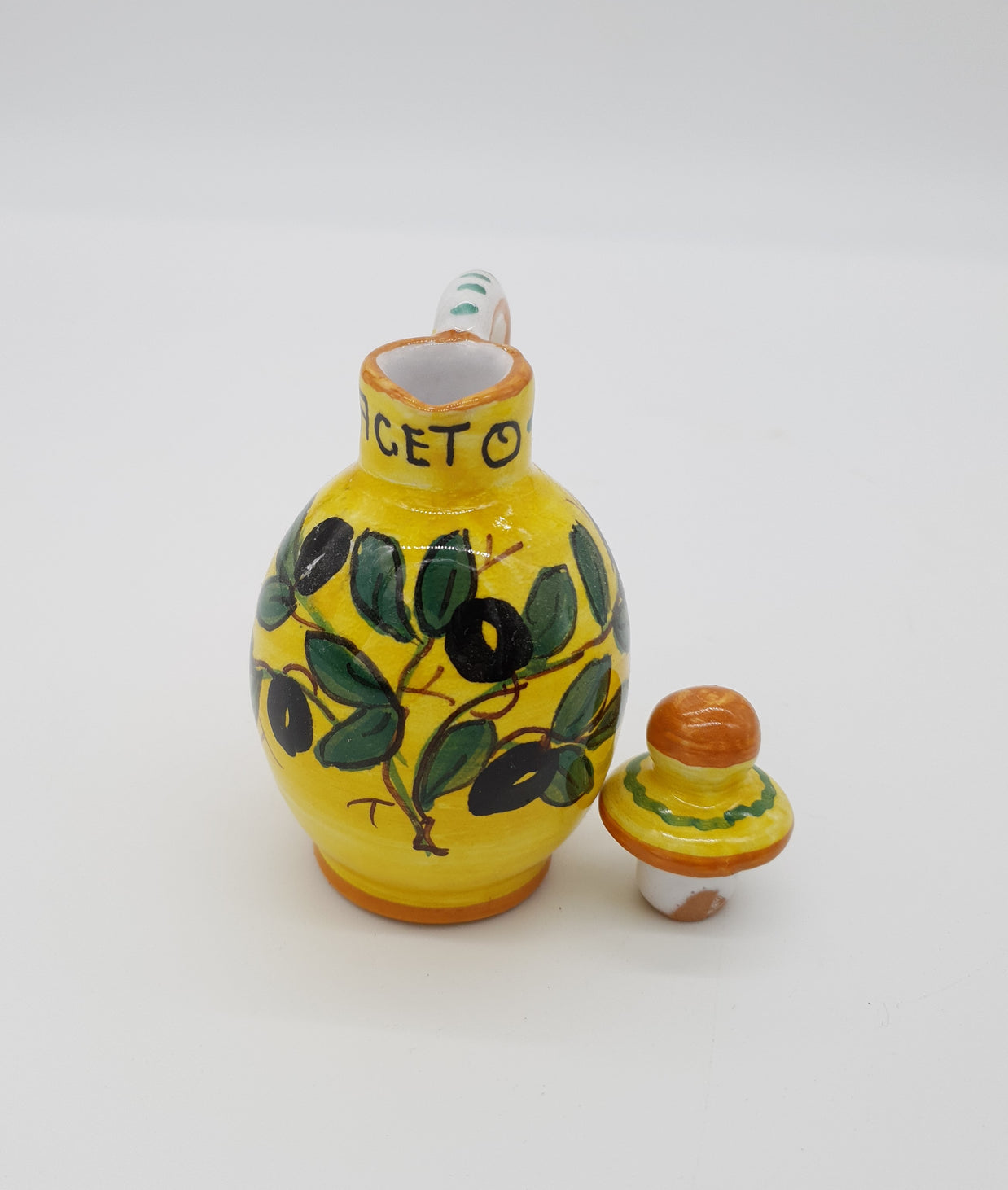 Set Olio Aceto Decoro Olive Fondo Giallo