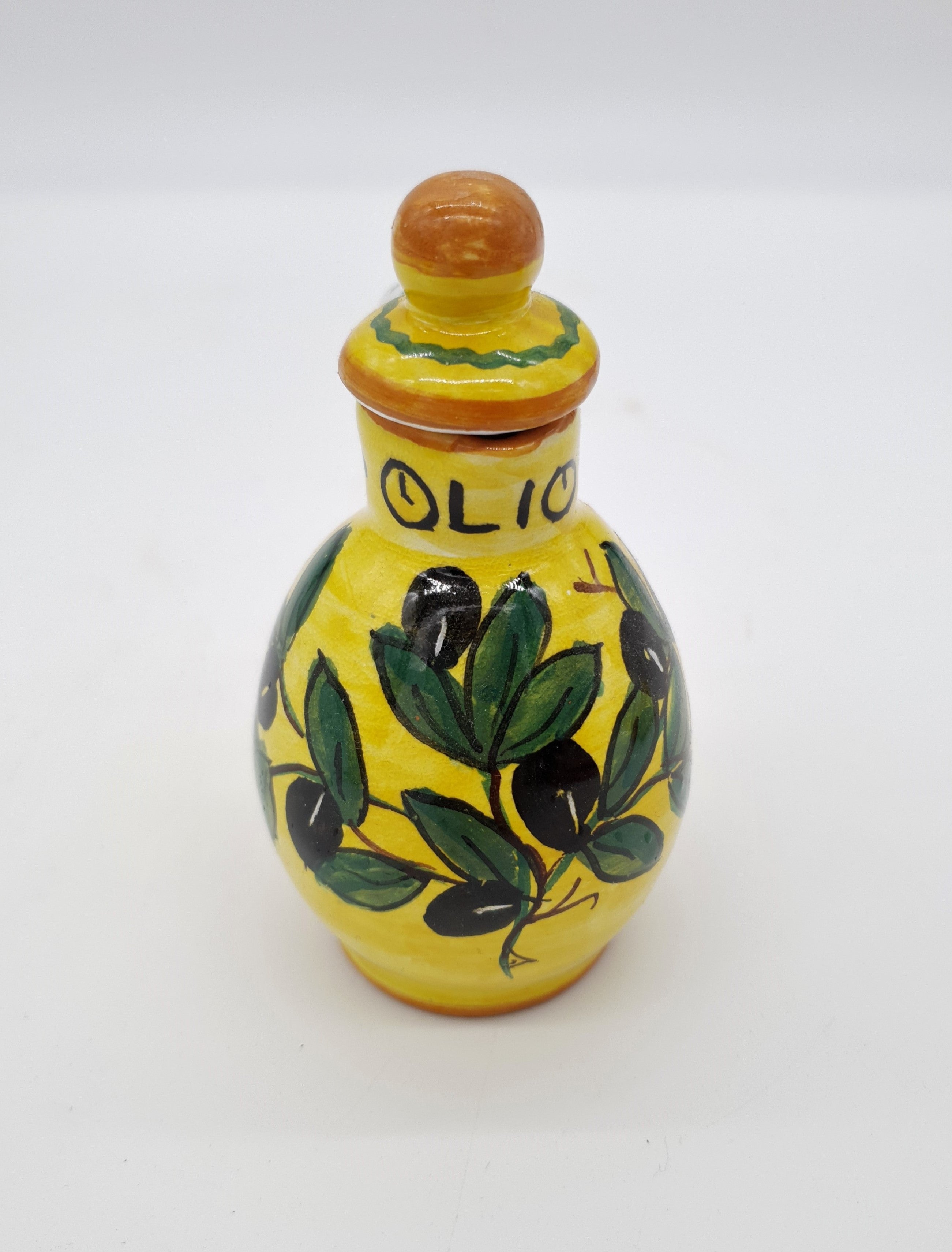Set Olio Aceto Decoro Olive Fondo Giallo