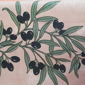 Tovaglia Provenzale Olive Fondo Arancio e Avorio