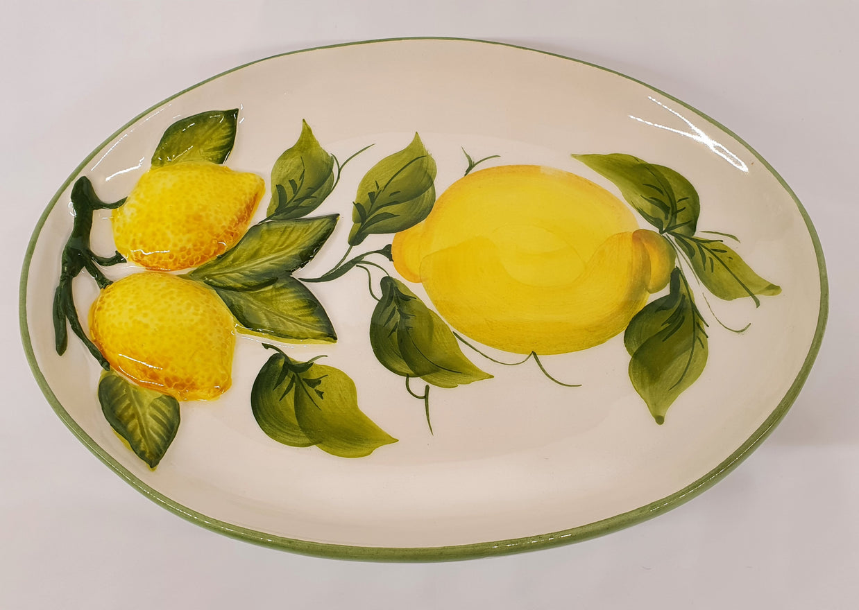 Small Oval Tray with Lemon Relief Decoration